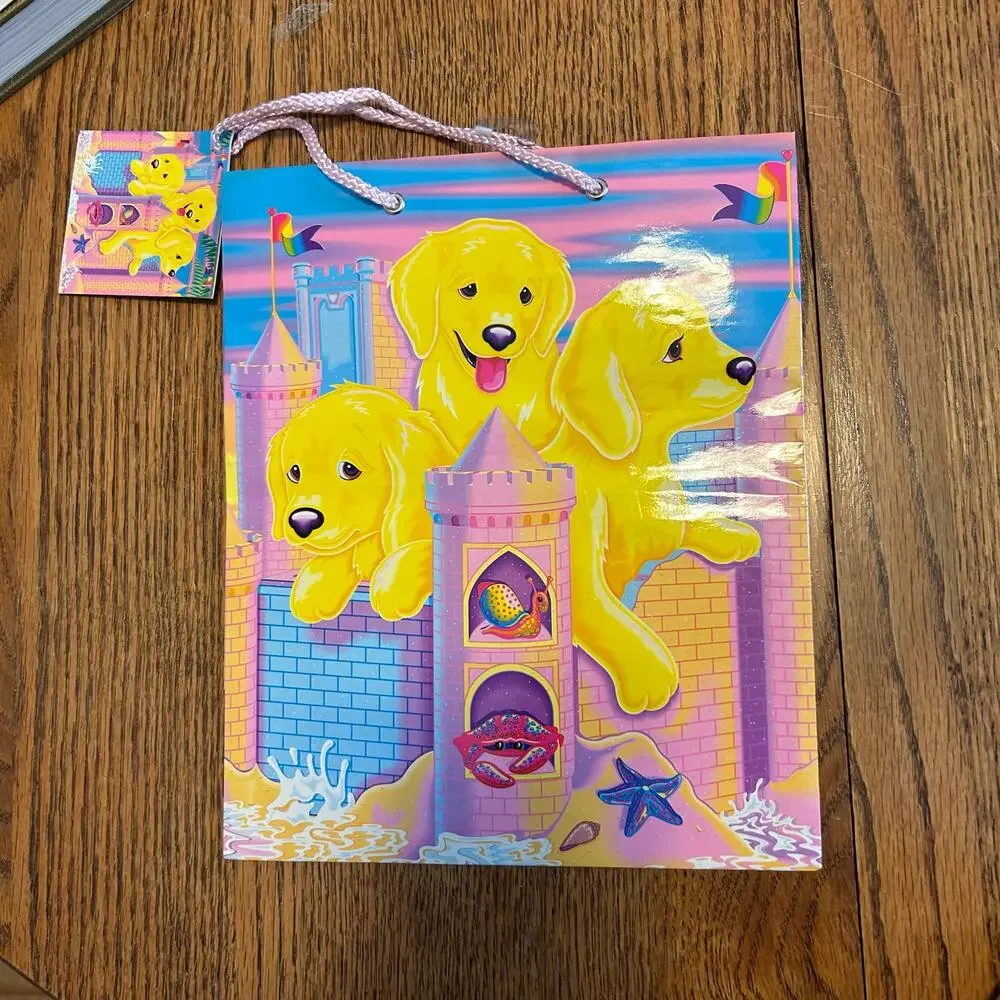 Lisa Frank Vintage Gift Bag Sandcastle Puppy with Tags 2000s Cute Crafting
